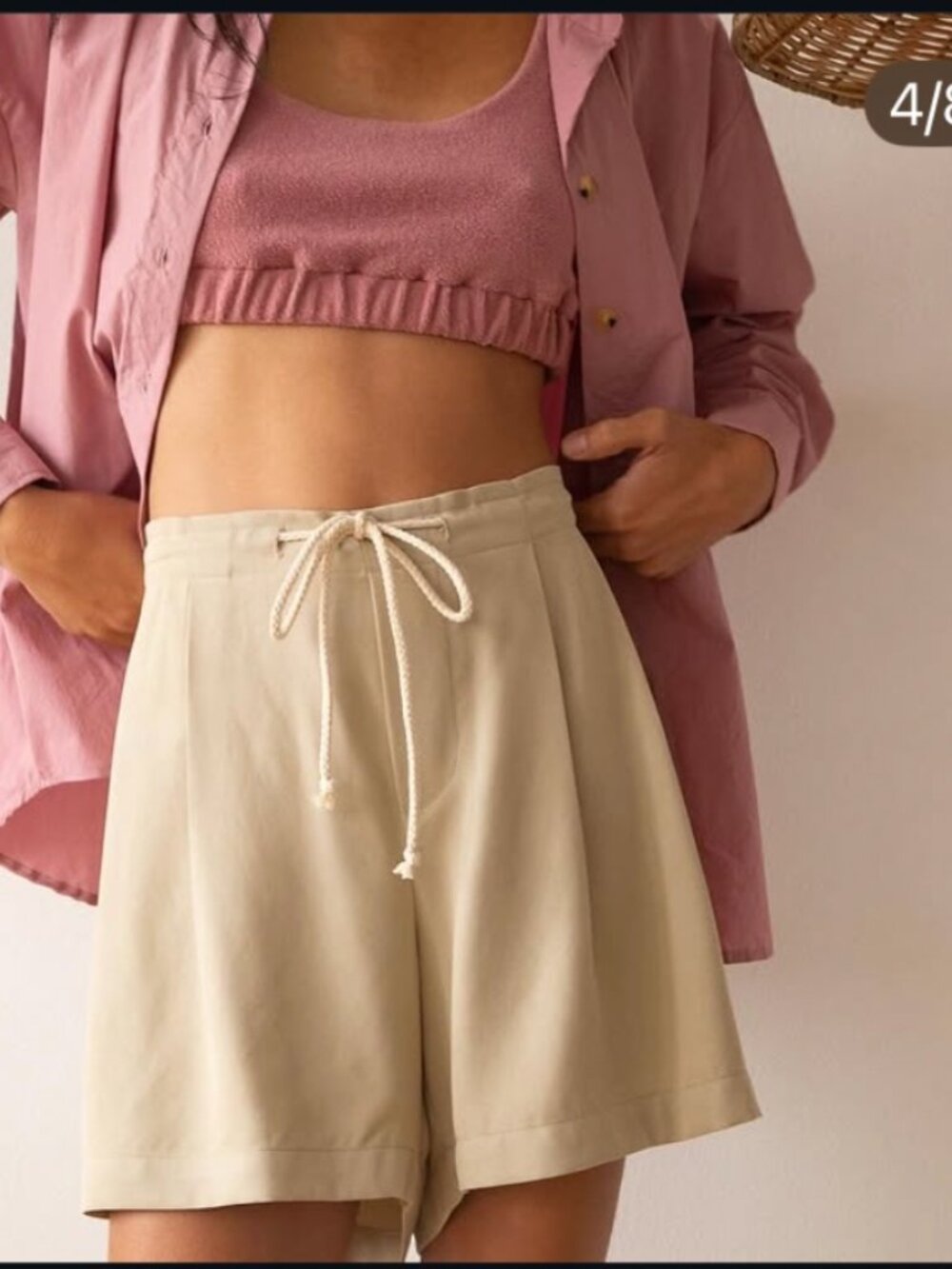 DONNI The Pop Shirt Rhubarb Cotton Poplin Oversized Button Down XS